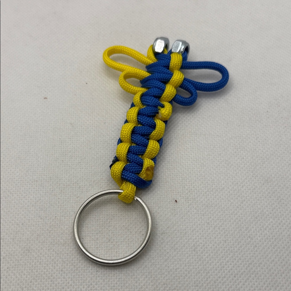 Handmade Blue and Yellow Dragon Fly Paracord Keychain